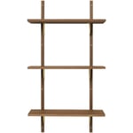 Sector Tripple Narrow Shelf 54x102 cm, Smoked Oak/Brass