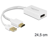 DELOCK – Adapter, HDMI male to DP female, USB Type A male, 0.24m, white (62496)