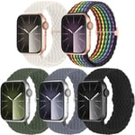 chinbersky 5 Pack Bracelet Tressé Compatible avec Bracelet Apple Watch 41mm 40mm 38mm Femme Homme, Réglable Nylon élastique Sport Bracelet pour iWatch Series 9 8 7 6 5 4 3 2 1 SE