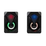 INTEMPO EE6397BLKSTKEU7V2 Enceinte de Jeu RVB, Jeu de Haut-parleurs pour PC Gamer, avec 7 lumières à Del à Changement de Couleur, Mini-Enceintes 10m sans Fil, Lot de 2, Noir