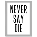 Never Say Die Inspirational Positive Motivational Gym Workout Living Room Aesthetic Artwork Framed Wall Art Print A4