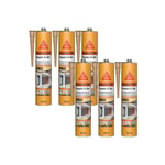 Lot de 6 mastics polyuréthane 2 en 1 SIKA Sikaseal-183 Façade & Sol - Ton pierre - 300ml