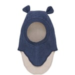 HUTTEliHUT balaclava cotton fleece w. lining with bear ears – navy melange - 4-6år