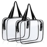 Aucuu 2PCS Trousse de Toilette Transparente, Kit de Voyage pour l’Avion, PVC Étanche Trousse de Maquillage Voyage, Sac de Rangment pour Voyage Avion Transparente Sac Cosmétiques pour Homme et Femme