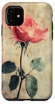 Coque pour iPhone 11 Rose grunge douce subtile florale vintage