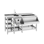 Royal Catering Barbord - med isbeholder, 4 gastrobakker GN 1/9, glasspuler og flaskeholder