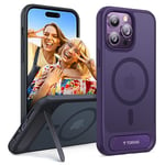 TORRAS [Invisible Titanium Stand for iPhone 14 Pro Case [12FT Military Shockproof ] [TOP N56 Magnets] [20W Fast Charging] Truly Completely Flat & Slim Case iPhone 14 Pro Cover - Pstand Purple