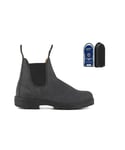 Blundstone Unisex #587 Rustic Black Chelsea Boot with Polishing Pad - Size UK 9.5