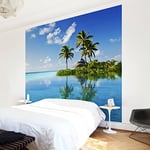 Apalis 98462 Papier peint photo non tissé Motif paradis tropical Carré Papier peint mural non tissé Photo 3D pour chambre à coucher, salon, cuisine | Dimensions : 336 x 336 cm, multicolore