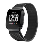 Fitbit Versa urlänk träningsklocka rostfri stål meshlänk elektropläterad giftfri allergifri - Svart