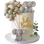 26 st Baby Elephant Pärlbollar Tårta Toppers Baby Shower Tårta Dekoration