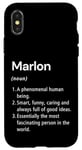 Coque pour iPhone X/XS Marlon Définition du nom Dictionnaire amusant