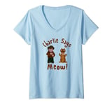 Womens Charlie Says Meow V-Neck T-Shirt