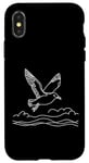 Coque pour iPhone X/XS Line Art Oiseau et ornithologue Goéland argenté