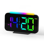 LED Digital Clock RGB Display Alarm Clock with Ambient Lighting Night Lamp8030