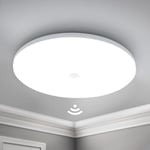 Yafido Plafonnier 18W LED avec Détecteur de Mouvement, 30CM Lampe de plafond Rond, 6500K Blanc Froid Moderne Luminaire Plafonnier Pour Couloir Balcon Salle de Bain