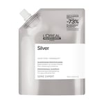 L'Oréal Professionnel, Recharge Shampoing Violet Déjaunissant & Raviveur d'Éclat, Cheveux Blancs ou Gris, Elimine les Reflets Jaunes et Cuivrés, Apporte Douceur & Brillance, Silver, 500ml