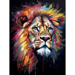 Artery8 Lion Head Oil Painting Rainbow Colour Mane Hair Vibrant Portrait Large Wall Art Poster Print Thick Paper 18X24 Inch