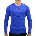 Nike Men Compression Long Sleeve Shirt - Game Royal/Black/Black, Large