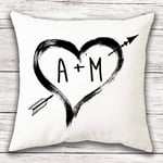 i-Tronixs® Personalised Valentines Cushion Cover For Boyfriend Girlfriend Husband Wife Wedding Engagement Gift Customise Initial Letter Couple Perfect Valentines Present (40cmX40cm) Without Insert 009