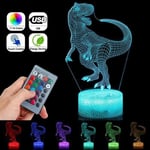 7 färger skiftande nattljus 3D LED Dinosaur Illusion Lampa Touch Fjärrkontroll Ro28818