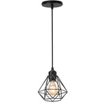 Lampe Suspension Vintage E27 Suspension Luminaire Industrielle Ø16cm Lampe Cage Éclairage de Plafond Abat-jour en Métal pour Restaurant Bar Salon Noir