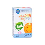 VitaDHA Baby Drops Omega 3 for Infants and Toddlers (0 to 2 Years) (30 ml - with Dropper) – Algal Oil with 100 mg of DHA and 400 IU of Vitamin D3 per Dose – Liquid Omega 3 with Milk and Cream Flavor