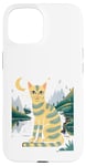 Coque pour iPhone 15 Chat mignon Art Midnight Illustration Simple Art