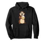 Funny Marmot Drinks Beer Animal Motif Fun Pullover Hoodie