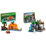 LEGO 21248 Minecraft The Pumpkin Farm Set, Buildable House Toy with a Frog, Boat, Treasure Chest plus Steve and Witch Figures & 21189 Minecraft The Skeleton Dungeon Set