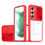 Dqtaoly Coque Transparente pour Samsung Galaxy S23 Case avec Lentille Coulissante Caméra Protection Étui, Antichoc Silicone TPU + PC Dur Housse pour Samsung Galaxy S23(Rouge)