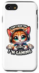 Coque pour iPhone SE (2020) / 7 / 8 Chat gamer rétro avec casque : Can't Hear You, I'm Gaming!