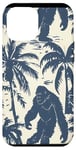 Coque pour iPhone 12 Pro Max Bleu Minimaliste Tropical Vintage Bigfoot Mythique Sasquatch