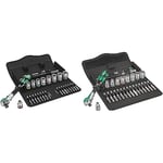 Wera 8100 SB 6 Zyklop Speed 3/8" Multifunction Ratchet & Socket Set, Metric, 29pc, 05004046001 and 8100 SA 6 Zyklop Speed Ratchet Set, 1/4" Drive, Metric, Silver, 28 Pieces - 05004016001