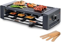 45070 Barbecue Électrique De Table/Raclette Pour 8 Personnes | 8 Poêlons & Spatules | Support De Poêlon Supplémentaire | Avec Plaque De Gril Antiadhésive | Câble De 1,2 M | 1300 Wa[XJD31290]