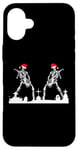 iPhone 16 Plus Skeletons Playing Rock Guitar in Graveyard Wearing Xmas Hats Case