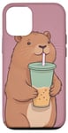 iPhone 15 Bubble Tea Capybaras Cute Drink Lover Girls Kids Case