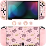 Coque De Protection Pour Switch Oled,Antichoc Souple Poignée Cover Dockable Housse De Protection Console Accessoires Avec 2 Joycon Cover Et 4pcs Pouce Pouce Capuchons,Ourson Mignon Rose