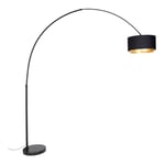 QAZQA shade-duo - Lampadaire avec Abat-Jour - 1 lumière - H 269 cm - Noir et Or - Moderne - éclairage intérieur - Salon I Chambre