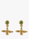 Alex Monroe Earth Day Bee Drop Earrings, Gold/Green