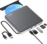 Externe Blu Ray CD DVD Lecteur USB 3.0 Type C Externe CD/DVD Blu-ray Graveur Writer 3D BD Portable Bluray Lecteur Drive pour PC Portable Windows 11/10 Mac MacBook Pro/Air iMac