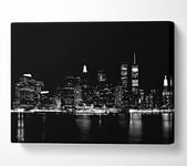 New York Black Nights Canvas Print Wall Art - Extra Large 32 x 48 Inches