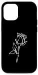 Coque pour iPhone 12/12 Pro Rose Fleur Abstraite Dessin Minimaliste one Line Art