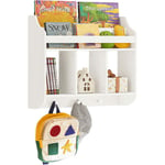 KMB46-W Bibliothèque Murale, Étagère de Rangement pour Chambre d'enfants pour Ranger des Livres, Jouets, Étagère Murale à 2 Étages, 3 Compartiments