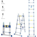 Echelle télescopique articulée 3,2m stempakt, escabeau 2x5 marches pliable professionnel multifonction, h max travail 4,1m, Garantie 5 ans Hoström