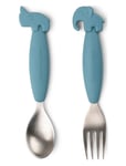 Easy-Grip Spoon And Fork Set Deer Friends Blue Blue D By Deer