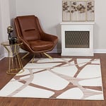 Surya Vichy Tapis Moderne Abstrait - Tapis Salon, Salle à Manger, Chambre Adulte et Ado, Cuisine - Tapis Design Marbre Moucheté Multicolore, Tapis Poil Ras Doux 160x213cm - Blanc, Marron et Beige