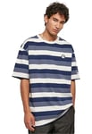 STARTER BLACK LABEL Men's Starter Sun Stripes Oversize Tee T-Shirt, Dark Blue/Vintage Blue/palewhite, L