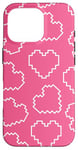 Coque pour iPhone 16 Pro Pink Pixel Heart Pattern Love 8bit Retro Valentine Gamer