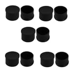 10pc 45mm Dia Tuyau Insert Chaise Jambe Cap Ronde Noir PVC Bouchon tube